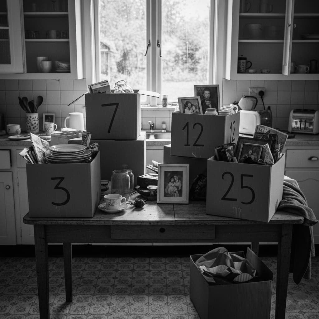 Elderly woman and man sitting at kitchen table